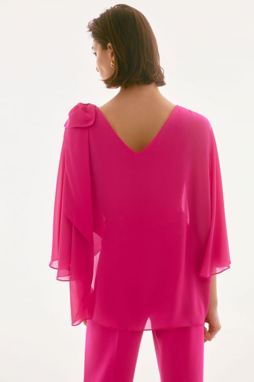 Joseph Ribkoff Geranium Chiffon and Silky Knit Poncho Top Style 251739