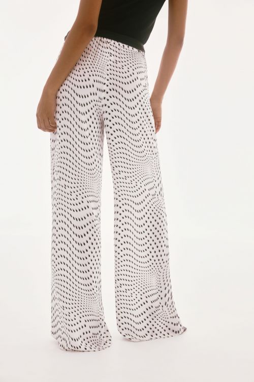 Joseph Ribkoff Vanilla/Multi Signature Print Belted Wide Leg Pants Style 251747