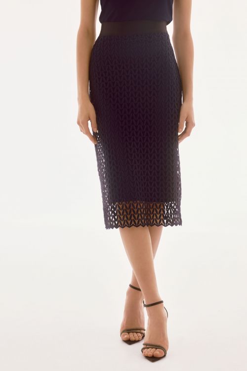 Joseph Ribkoff Midnight Blue Guipure Lace Pencil Skirt Style 251755