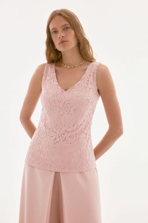 Joseph Ribkoff Quartz Stretch Lace V-Neck Camisole Style 251760.