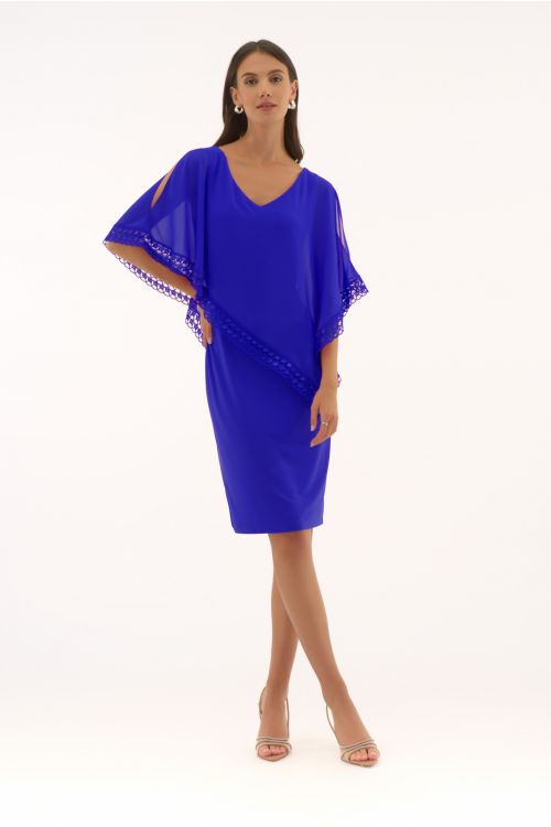 Joseph Ribkoff Royal Sapphire Poncho Sheath Dress Style 251773