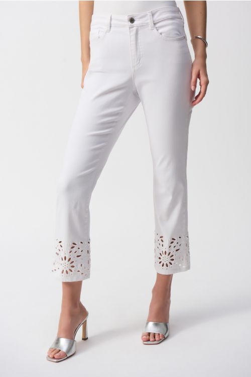 Joseph Ribkoff White Straight Fit Cropped Jeans Style 251965.