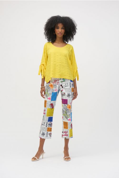 Joseph Ribkoff Millennium Multi  Word Print Flared Pants Style 252047.