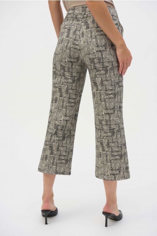 Joseph Ribkoff Beige/Black Geometric Print Culotte Pants Style 252123