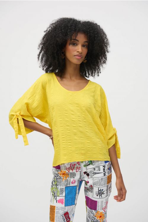 Joseph Ribkoff Citrus Textured Woven Boxy Top Style 252129