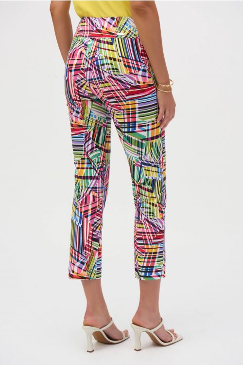 Joseph Ribkoff Millennium Black/Multi Print Straight Leg Pants Style 252233.