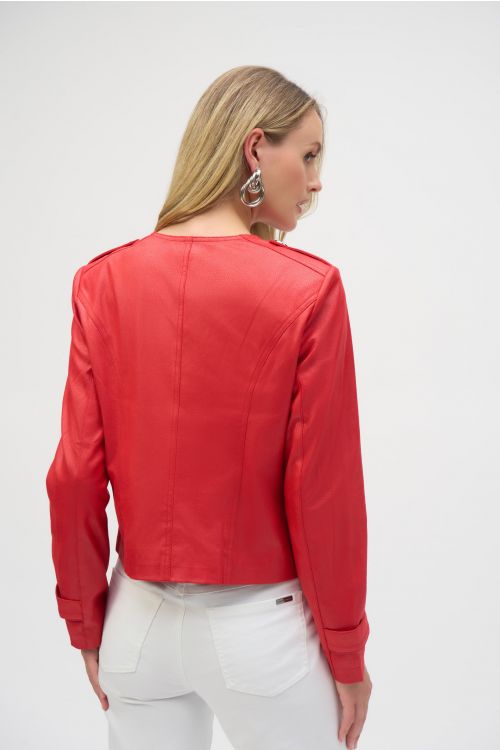 Joseph Ribkoff Radiant Red Faux Suede Boxy Jacket Style 252918