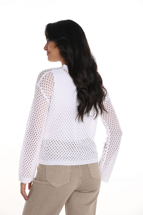 Frank Lyman White Embellished Crew Neck Top Style 256746U