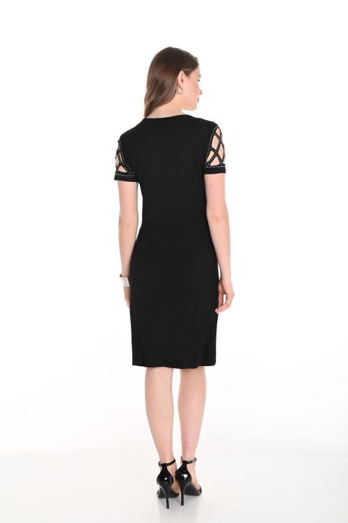 Frank Lyman Black Short Sleeve Dress with V-Neckline Style 256790U