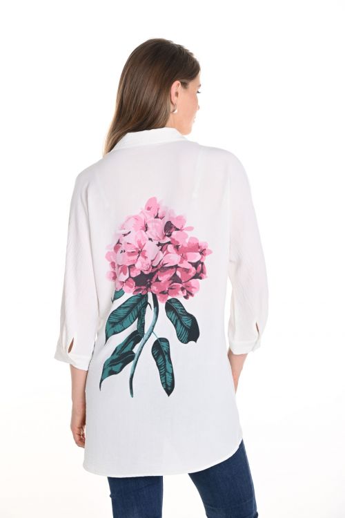 Frank Lyman Off-White Floral Print Blouse Style 256814U