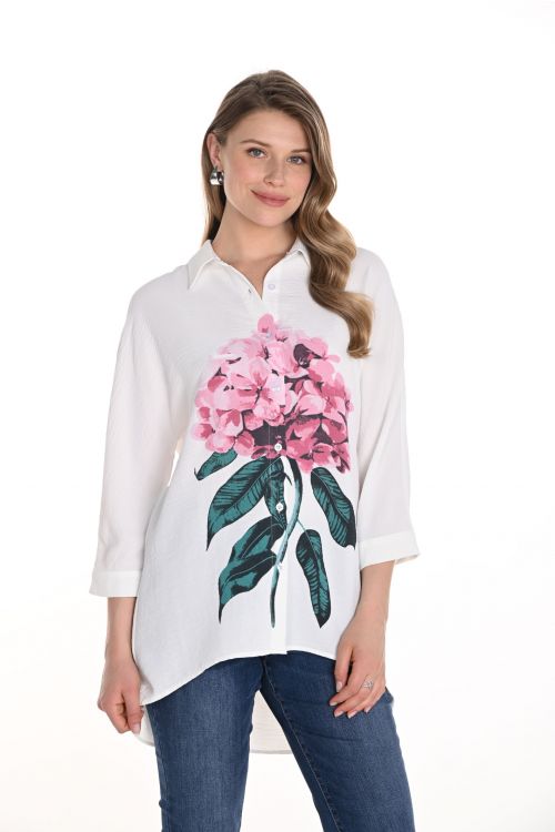 Frank Lyman Off-White Floral Print Blouse Style 256814U