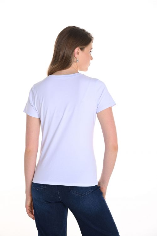 Frank Lyman White T-Shirt With Rhinestones & Sequins Detailing Style 256818U