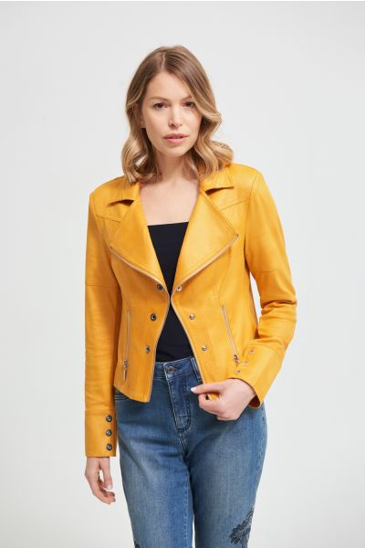 Joseph Ribkoff Marigold Faux Leather Jacket Style 213945